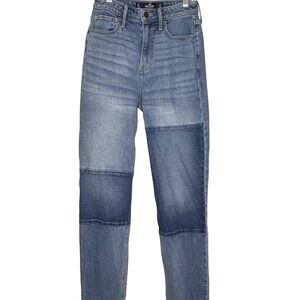 Hollister  Dual‎ Wash Mom Jeans-W25/L29 (US 0-2) Ultra High rise Vintage Stretch